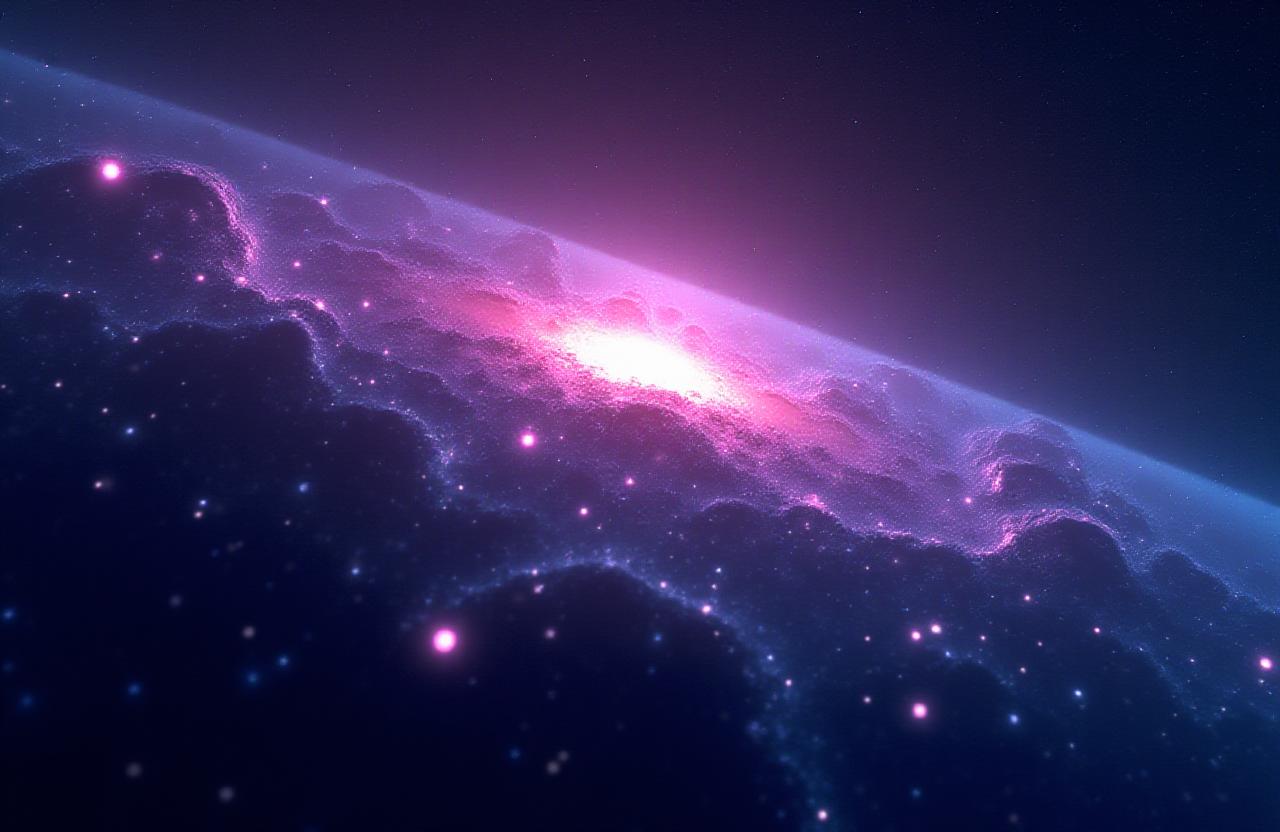 Deep space nebula with interconnected digital nodes